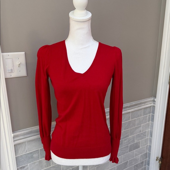 Lauren Ralph Lauren Vibrant Red V-Neck Sweater - Picture 1 of 6
